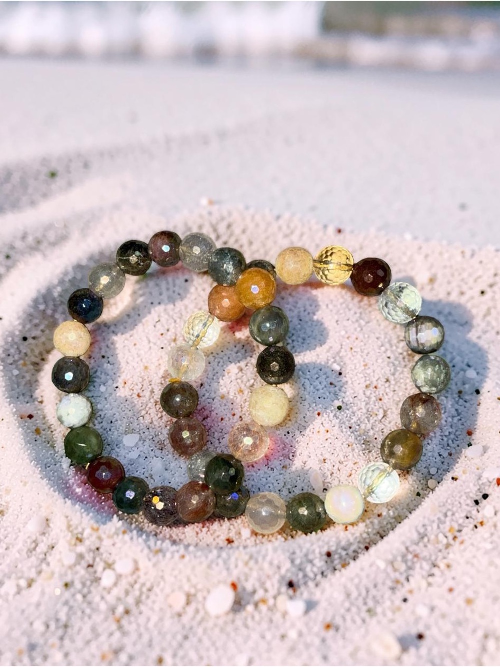 10mm Mystic Faceted Rutile Quartz Bracelet